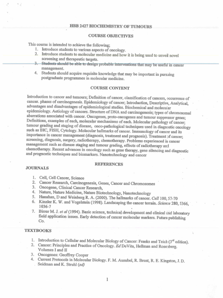 Biochemistry of Cancer Merged Notes Batch 1. #Kigogo - HSC | PDF