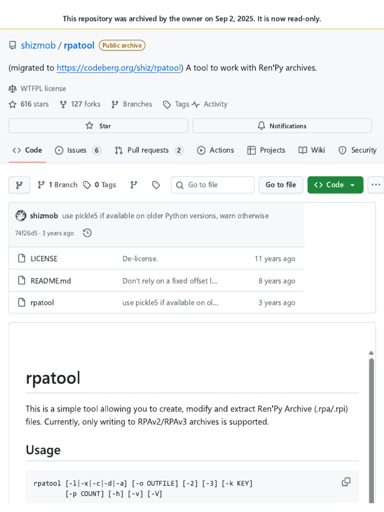 GitHub - Shizmob - Rpatool - (Migrated To ... ) A Tool To Work With Ren ...