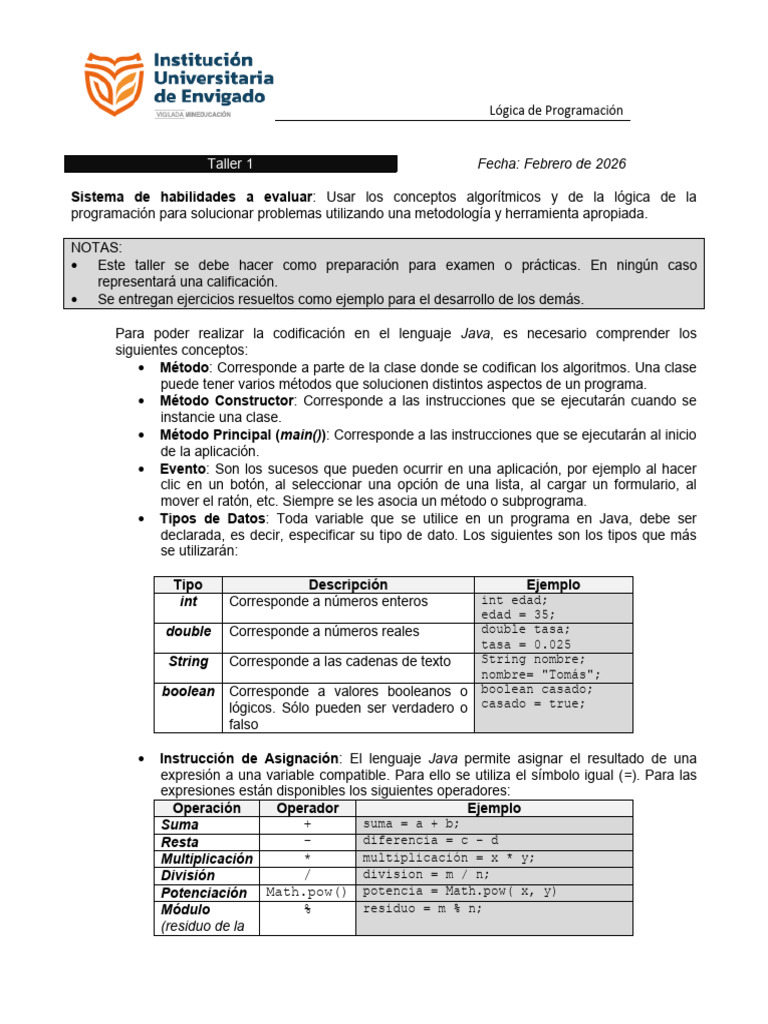 Taller 1 - Algoritmos y Programas Con ARREGLOS y MATRICES | PDF ...