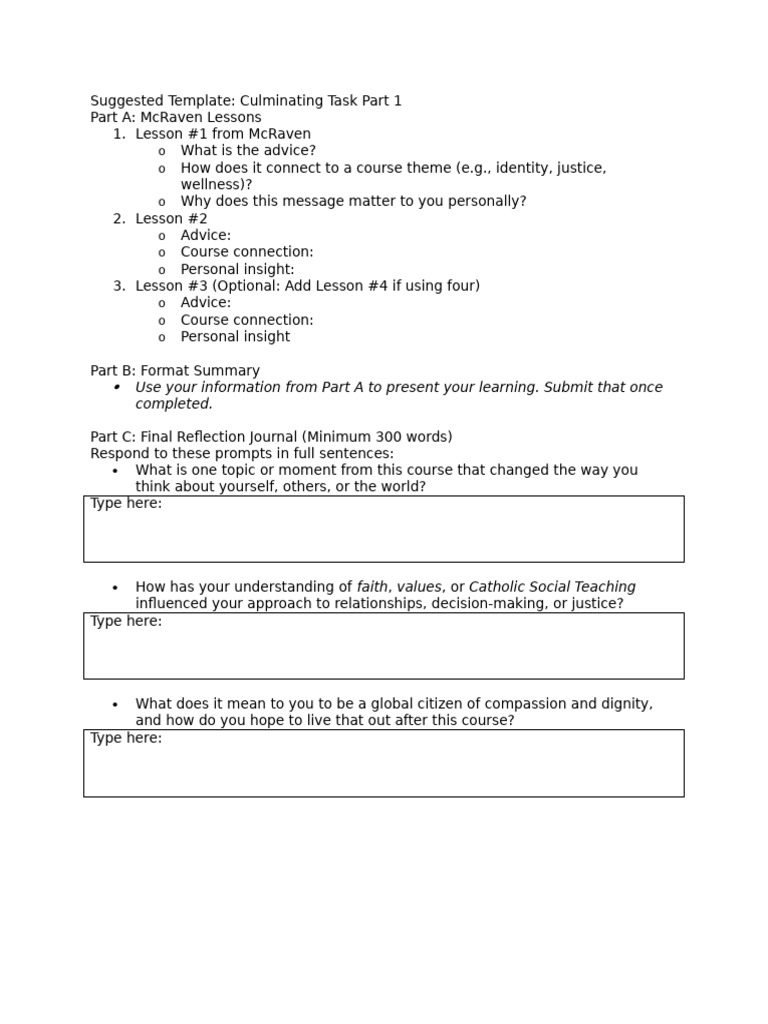 6.1 Culminating Task Part 1 TEMPLATE | PDF