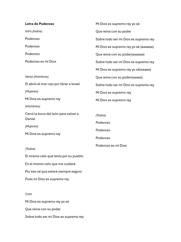 Letra de Poderoso | PDF