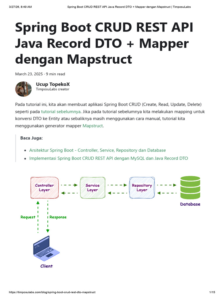 Spring Boot CRUD REST API Java Record DTO + Mapper Dengan Mapstruct ...