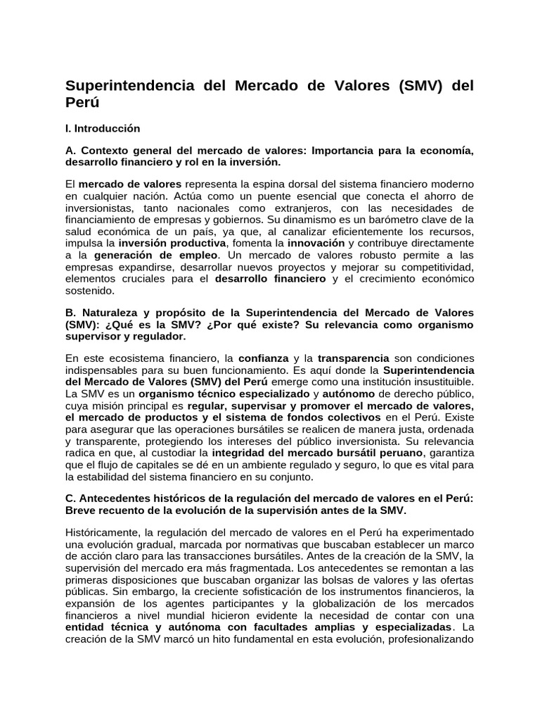 Superintendencia Del Mercado de Valores (SMV) Del Perú | PDF | Bolsa ...