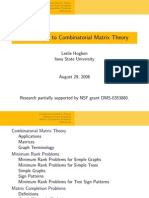 Introduction To Combinatorial Matrix Theory