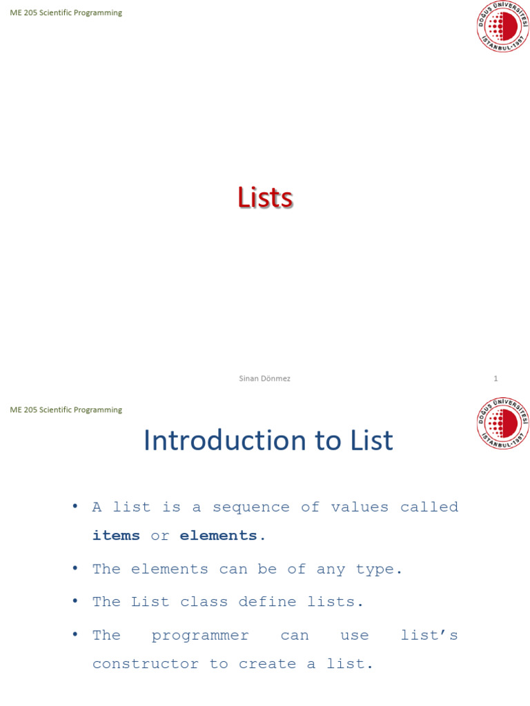 05 02 Lists | PDF