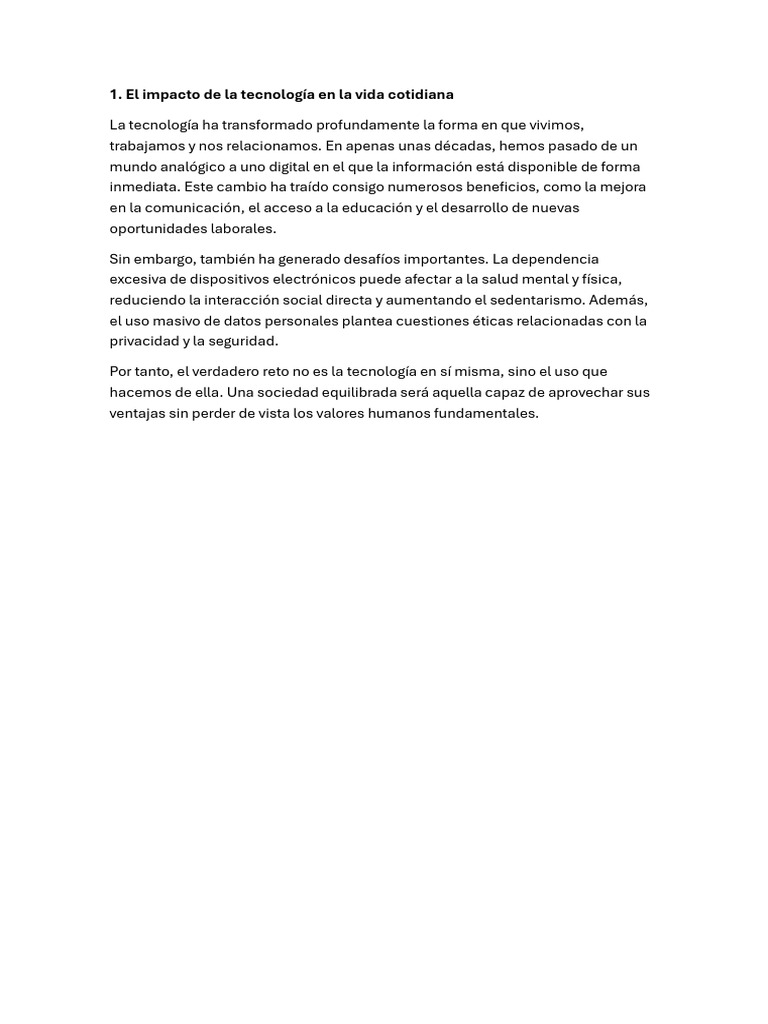 1el Impacto de La Tecnología en La Vida Cotidiana | PDF