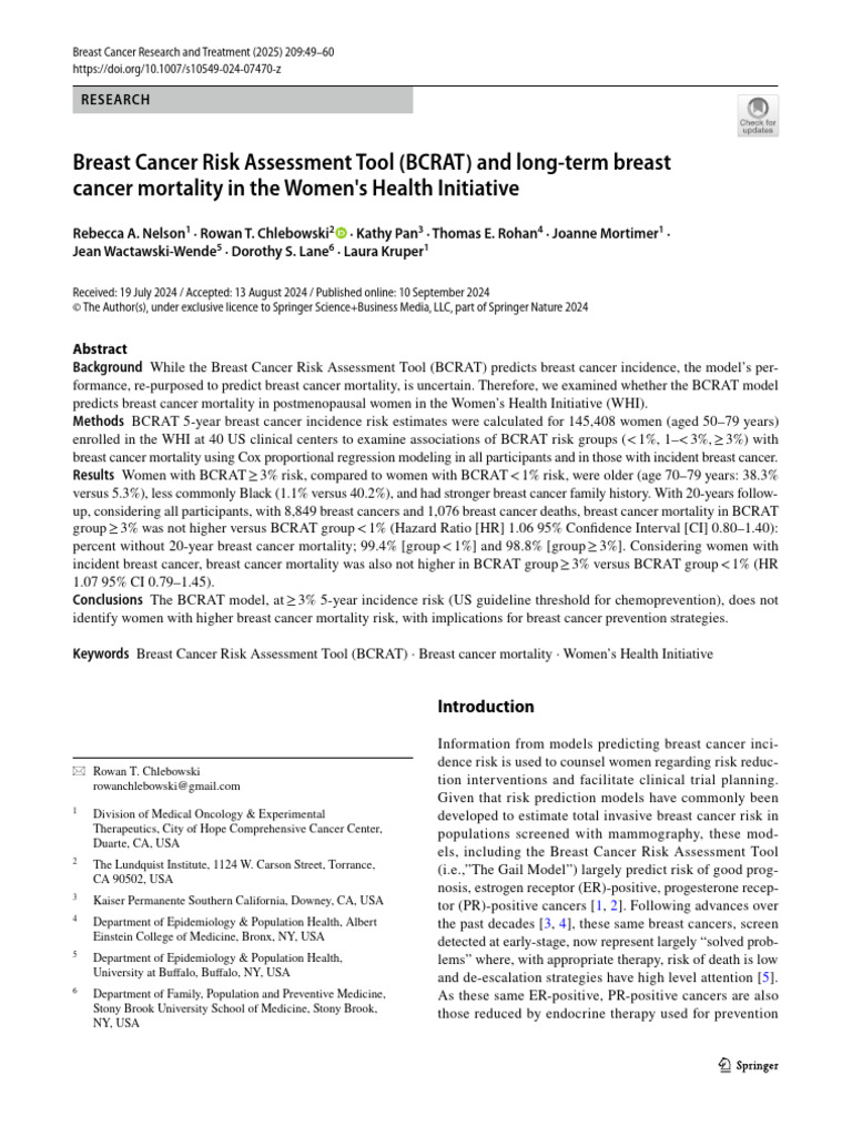 Breast Cancer Risk Assessment Tools | PDF | Breast Cancer | Cancer