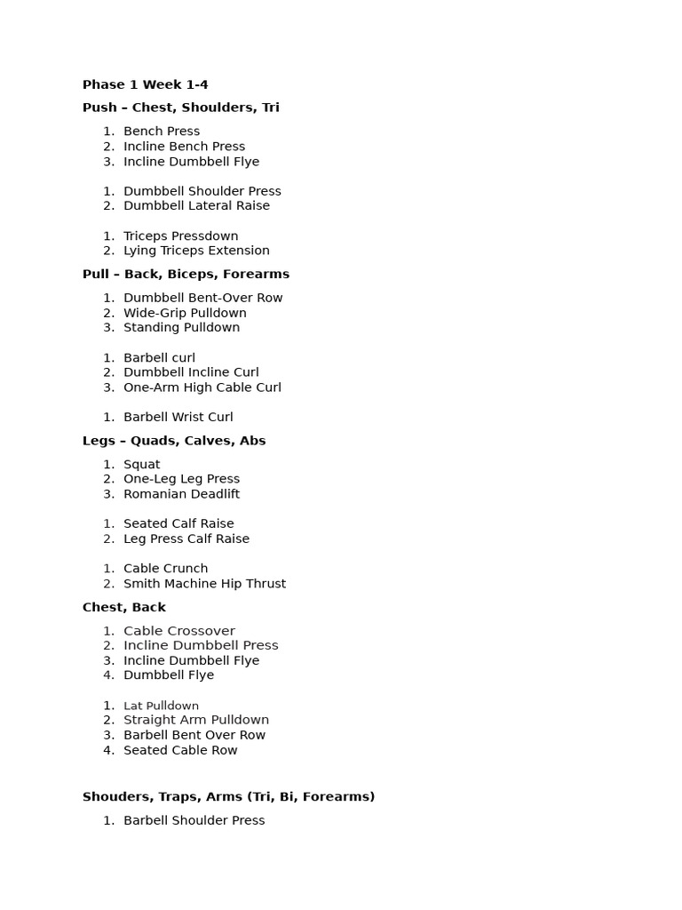 Gym Program | PDF | Weight Training | Strength Training