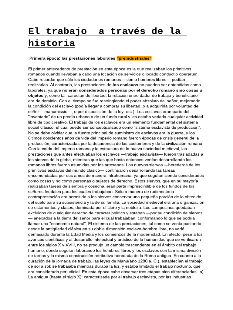 El Trabajo A Través de La Historia | PDF