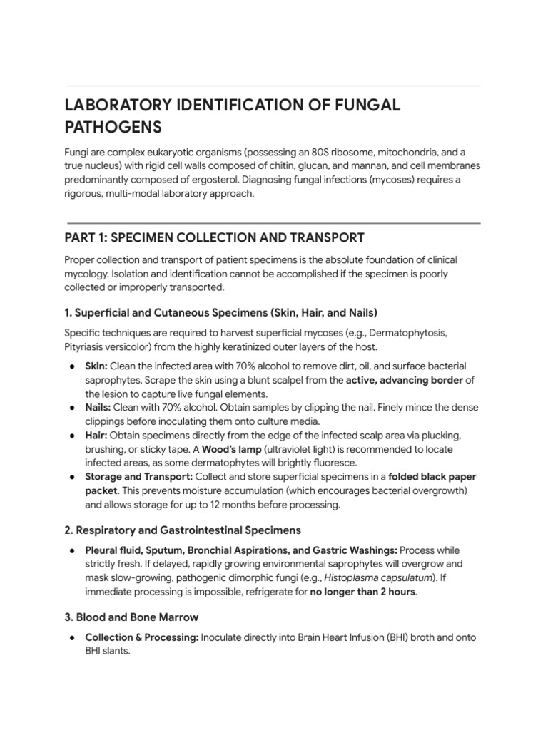 Laboratory Identification of Fungal Pathogens | PDF | Staining | Fungus