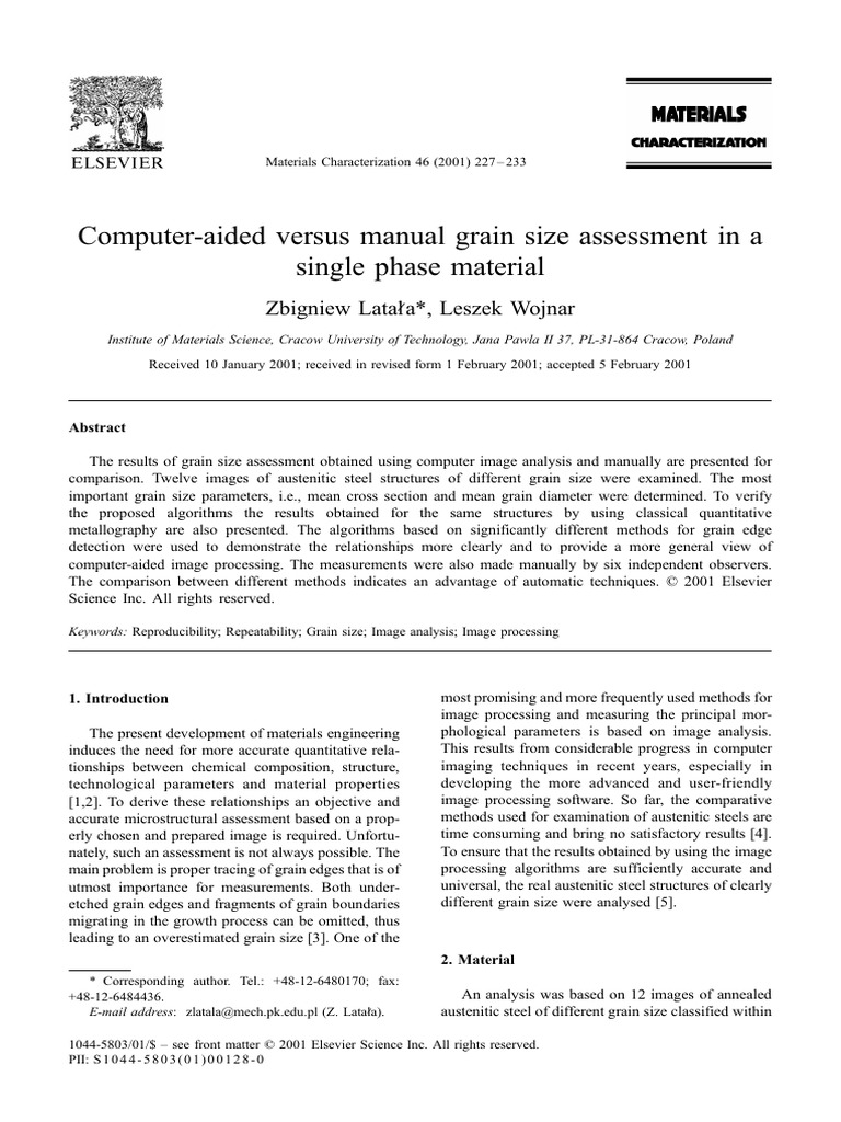 Computer-Aided Versus Manual Grain Size Assessment in A Single Phase ...