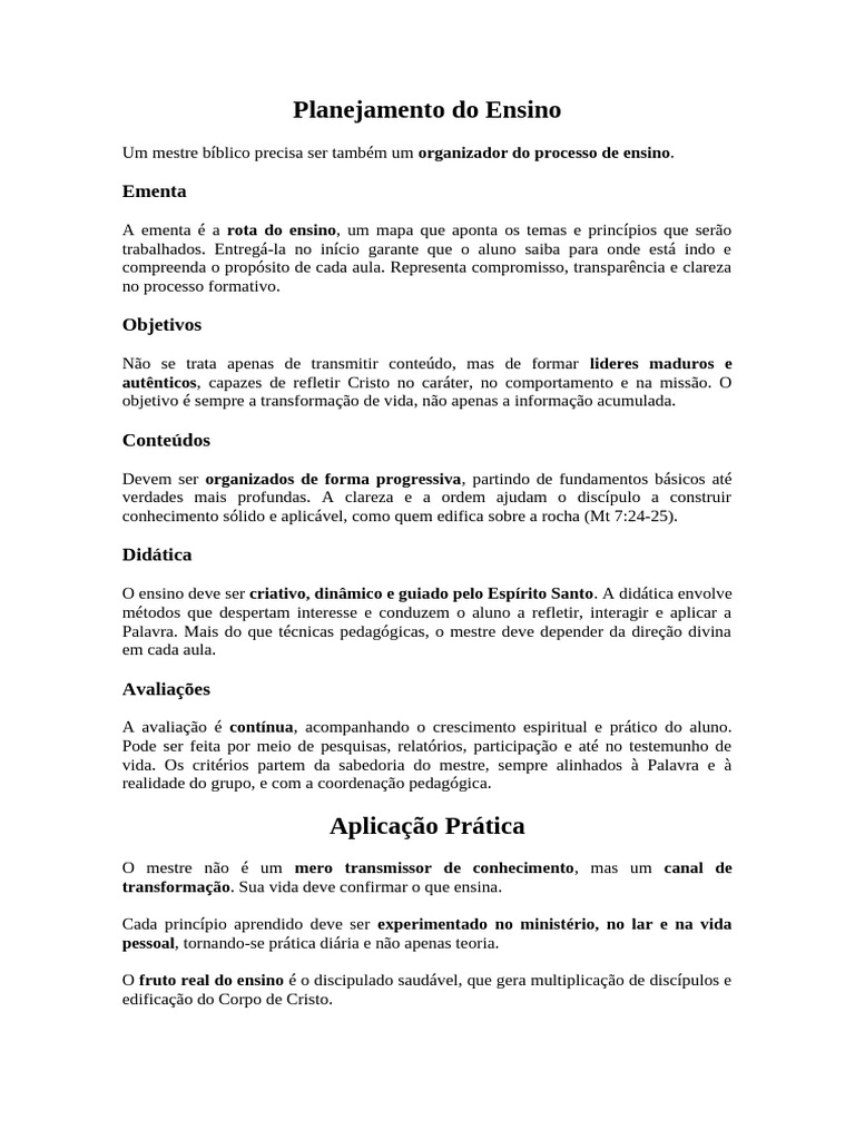 Aula - Planejamento Do Ensino | PDF