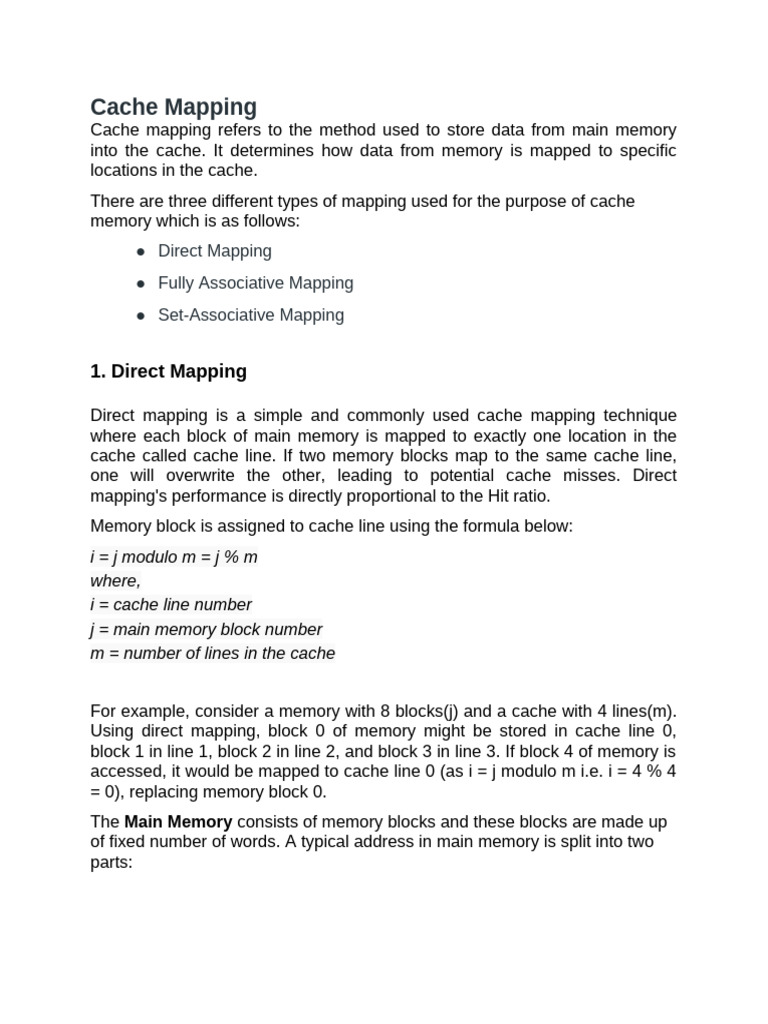 Cache Mapping Mod 6 PT 2 | PDF
