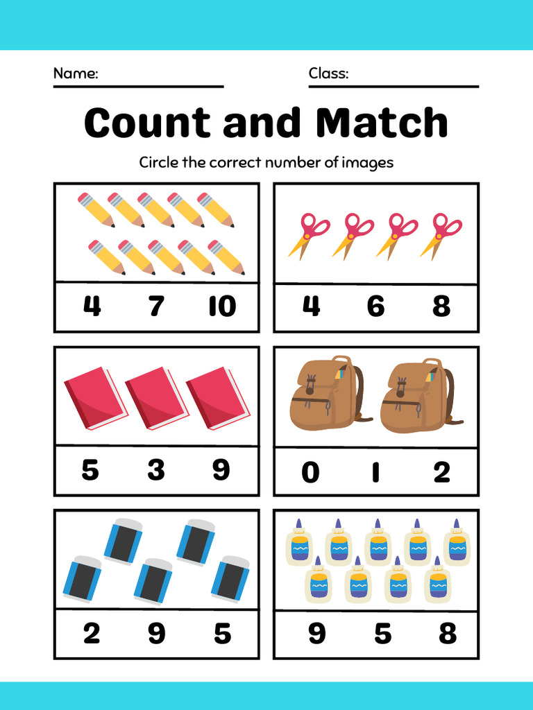 Count and Match: Name: Class | PDF | Color | Green