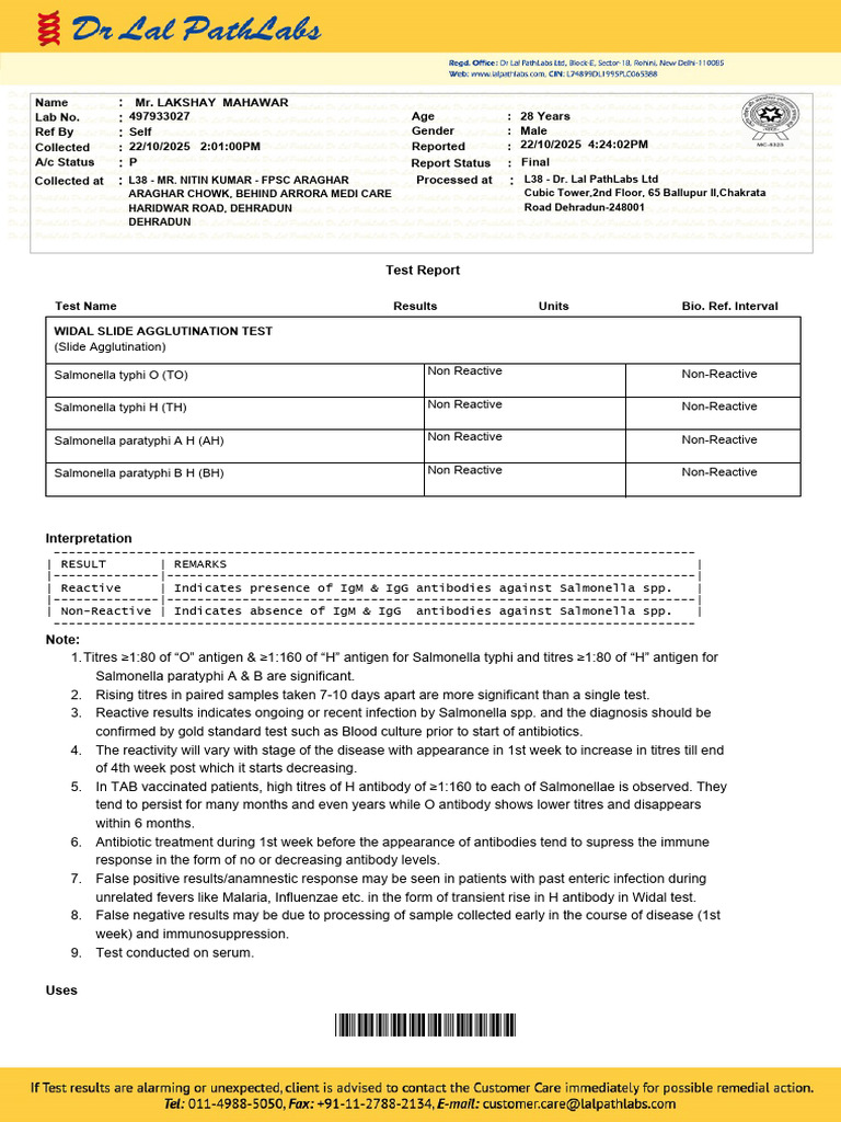 Lal Path Lab Report 1 | PDF