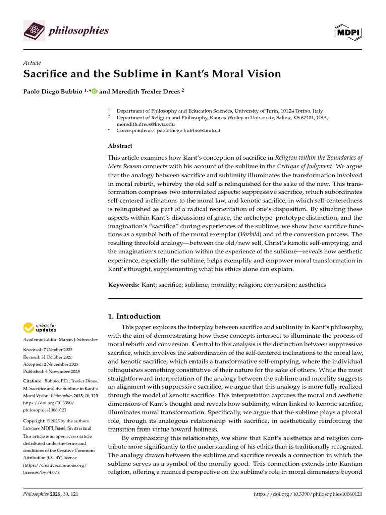 Art Kant Moral Vision Bubbio Sublime | PDF | Immanuel Kant | Reason