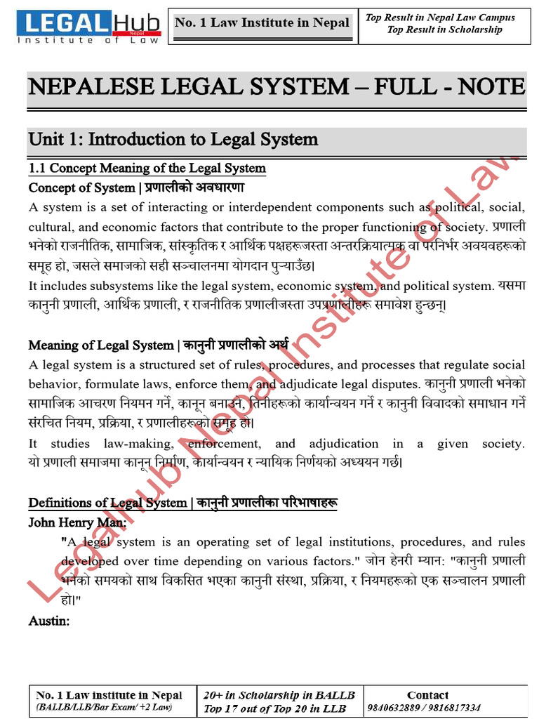 FULL - Nepalese Legal System - NOTE Final | PDF
