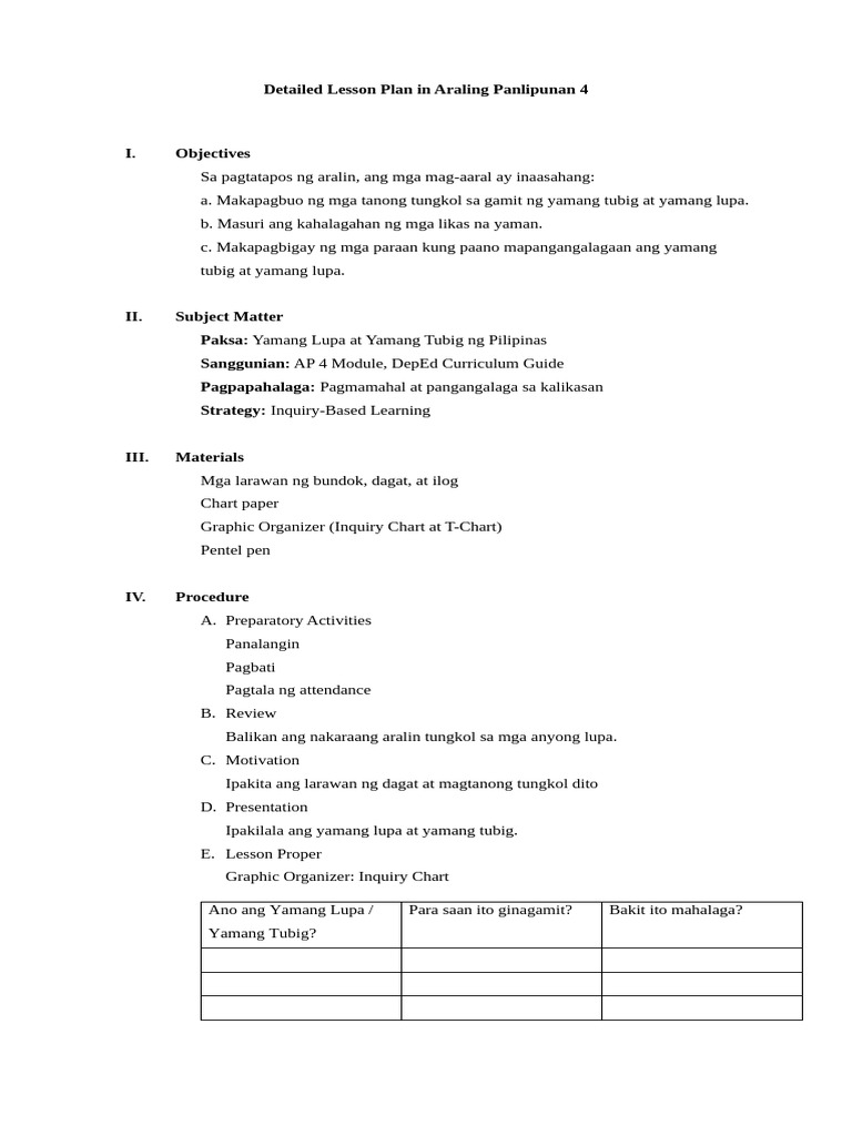 TPHG Lesson Plan | PDF