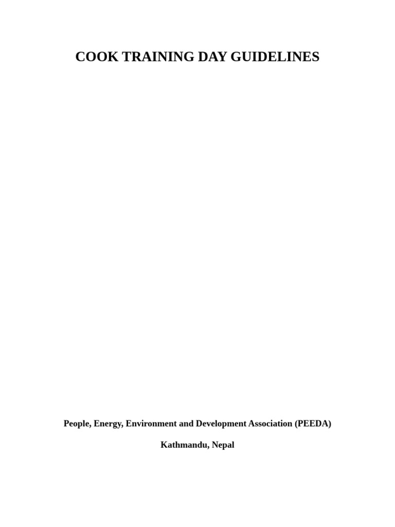 Cook Training Day Guidelines | PDF | Stove | Cooking