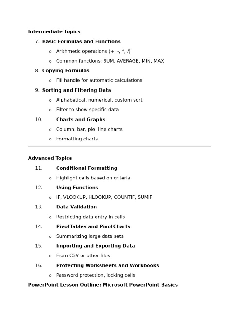Intermediate Topics in Excel | PDF
