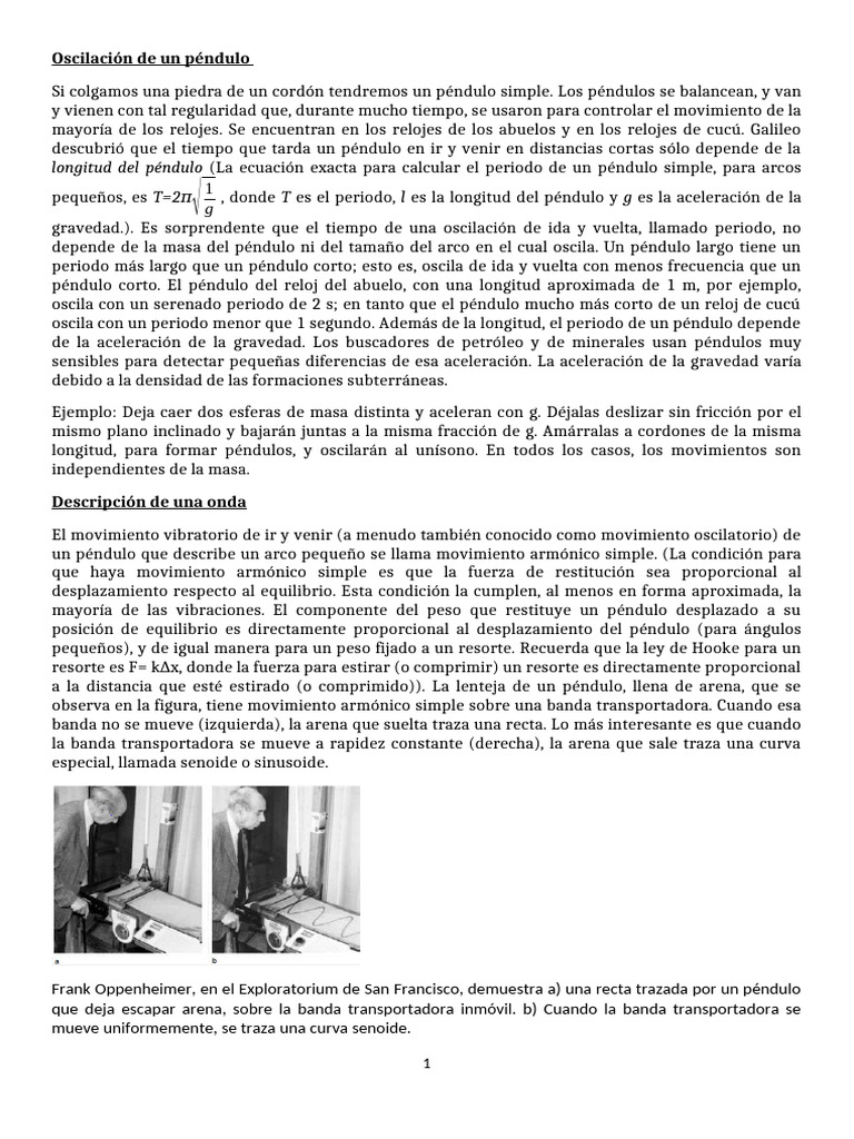 Oscilación de Un Péndulo | PDF | Olas | Hertz