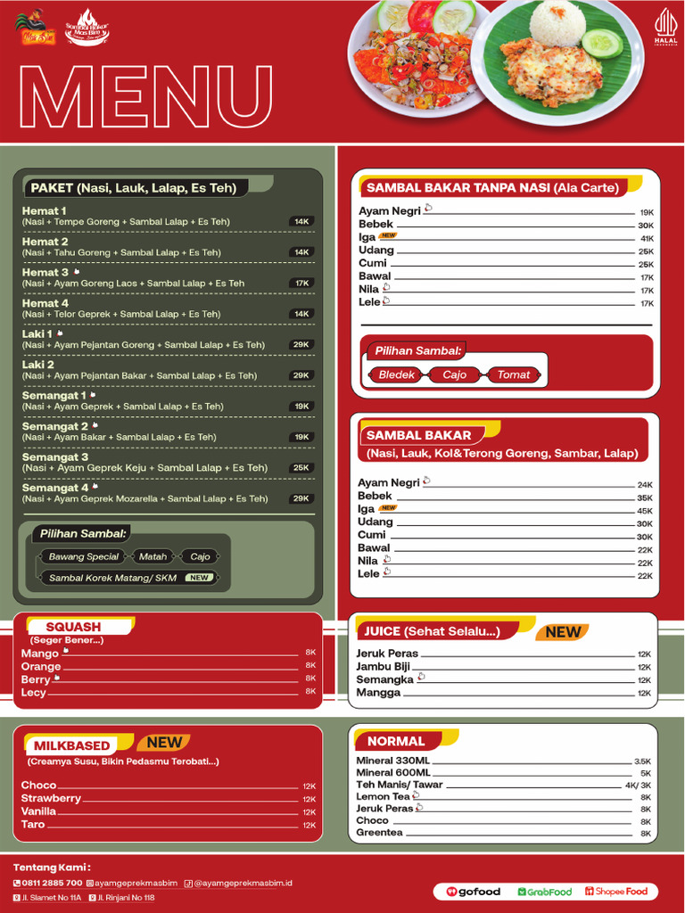 Daftar Menu Mas Bim | PDF