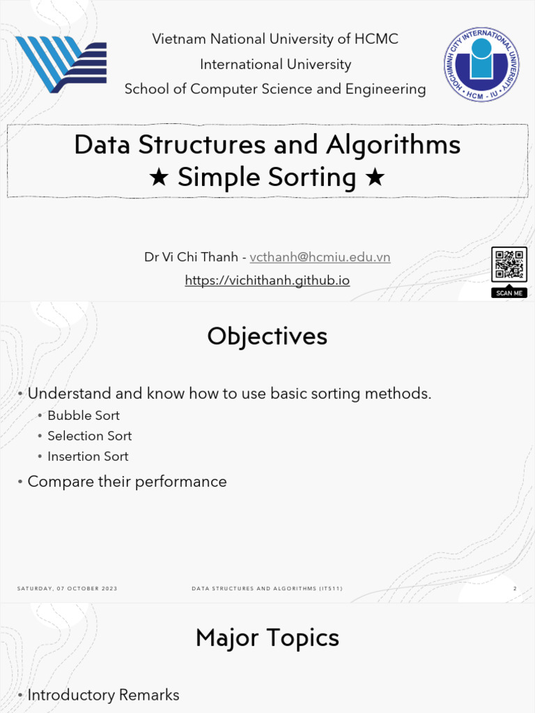 Lecture 03 - Simple Sorting Algorithms | PDF | Computing | Theoretical ...