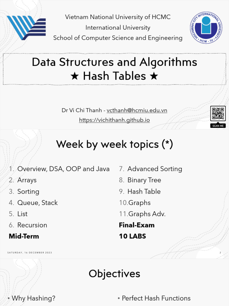 Lecture 11 - Hash Tables | PDF