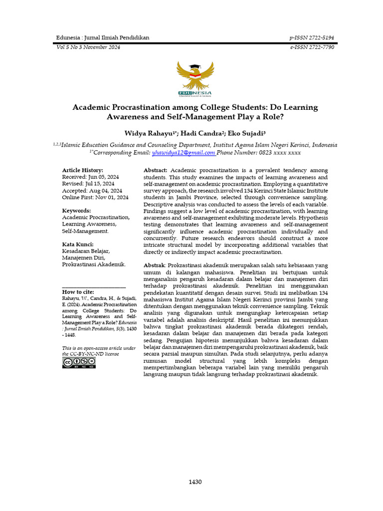 Academic Procrastination Among College Students Do | PDF | Professional ...