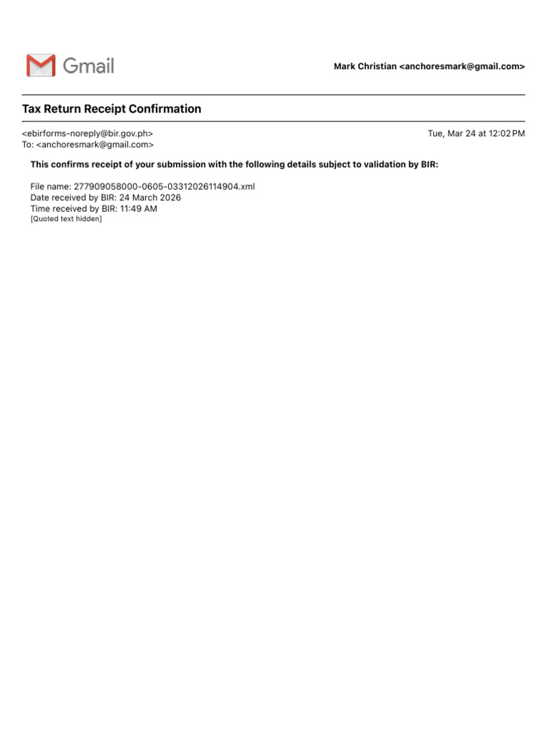 Tax Return Receipt Confirmation 2 | PDF