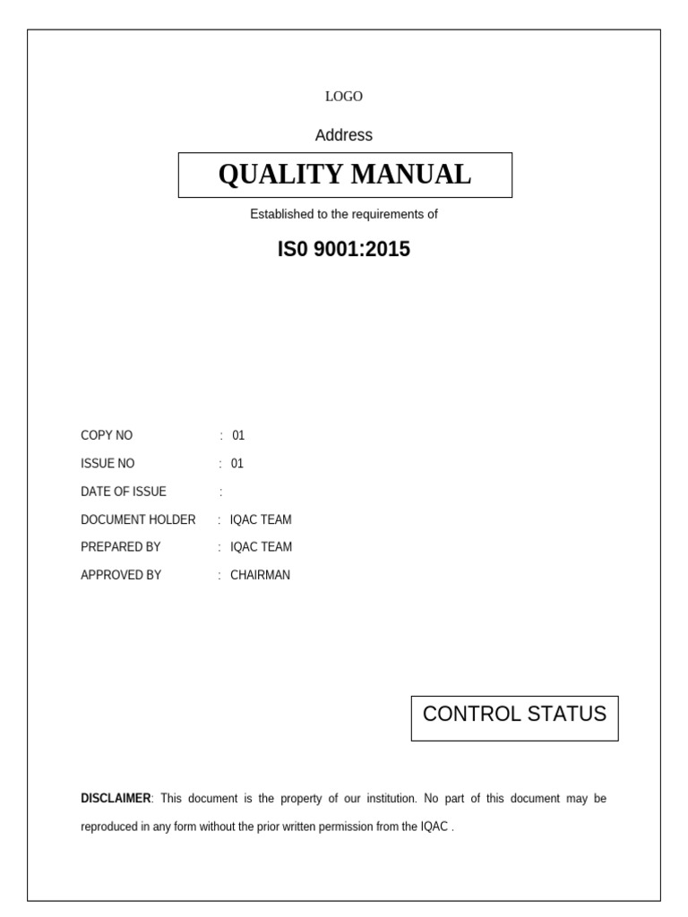 ISO 9001 - Quality Manual - Engineering College | PDF | Quality ...