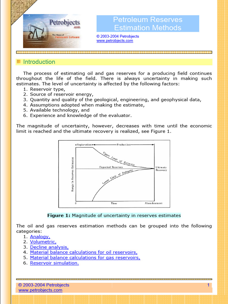 Petroleum Reserves Estimation Methods 1752955820 | PDF