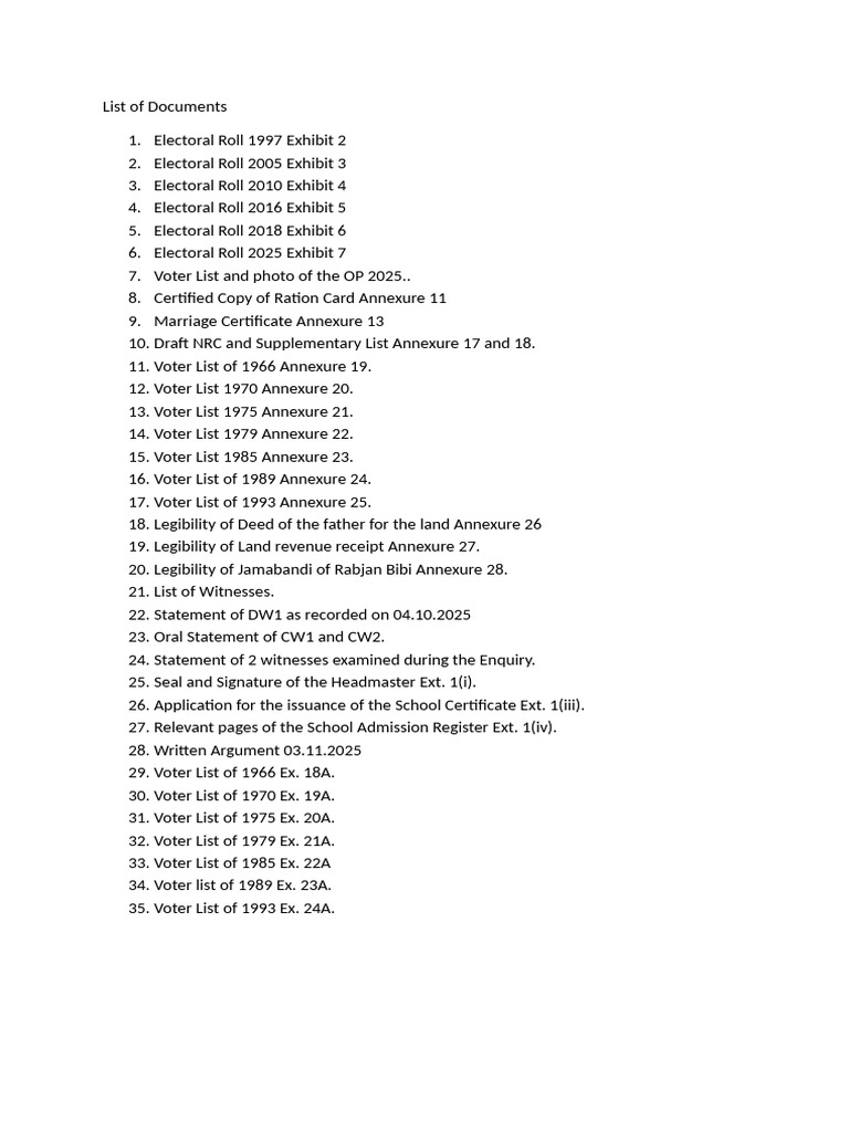 List of Documents | PDF