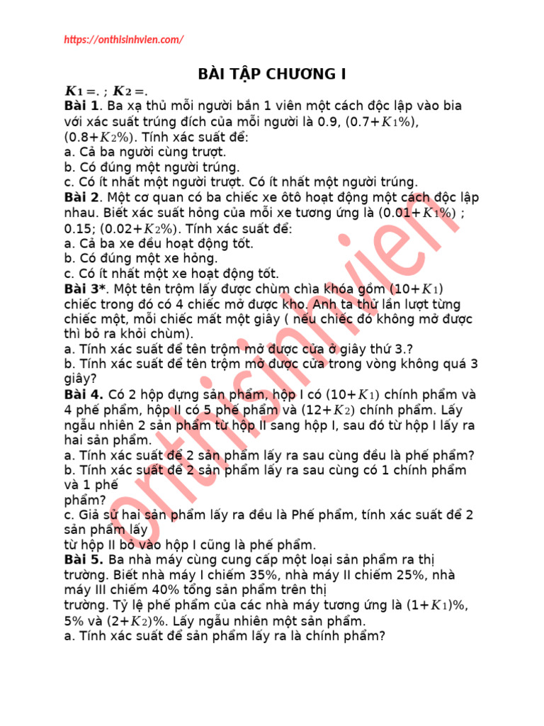 Tai Lieu Xac Suat Thong Ke Tang k70 | PDF