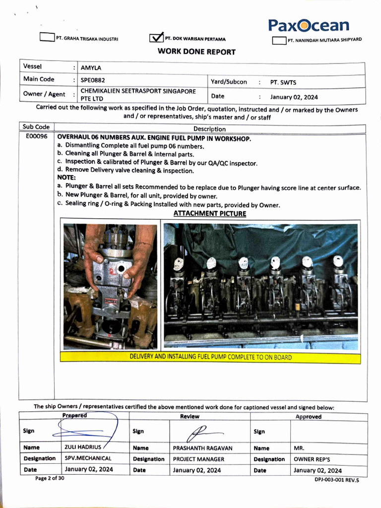 AE Fuel Pump Inspection Report | PDF
