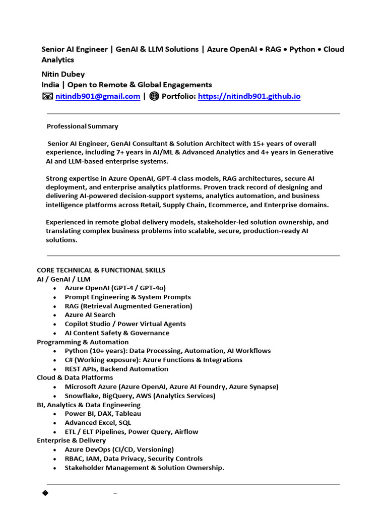 Senior Data & AI Consultant & Retail, Analytics & GenAI Solutions | PDF
