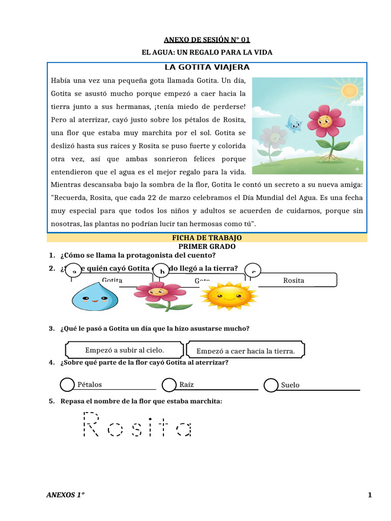 1° GRADO COMPRENSIÓN LECTORA Unidad 1 | PDF