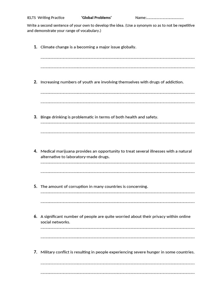 Writing Practice Giving Examples | PDF