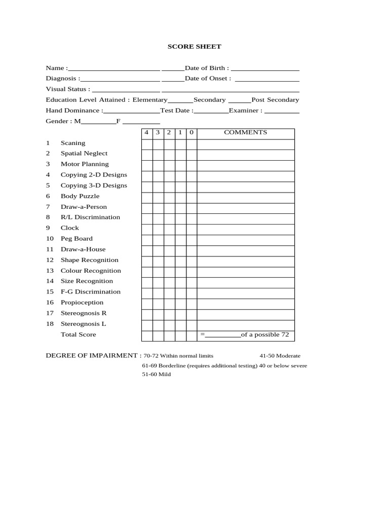 Score Sheet | PDF