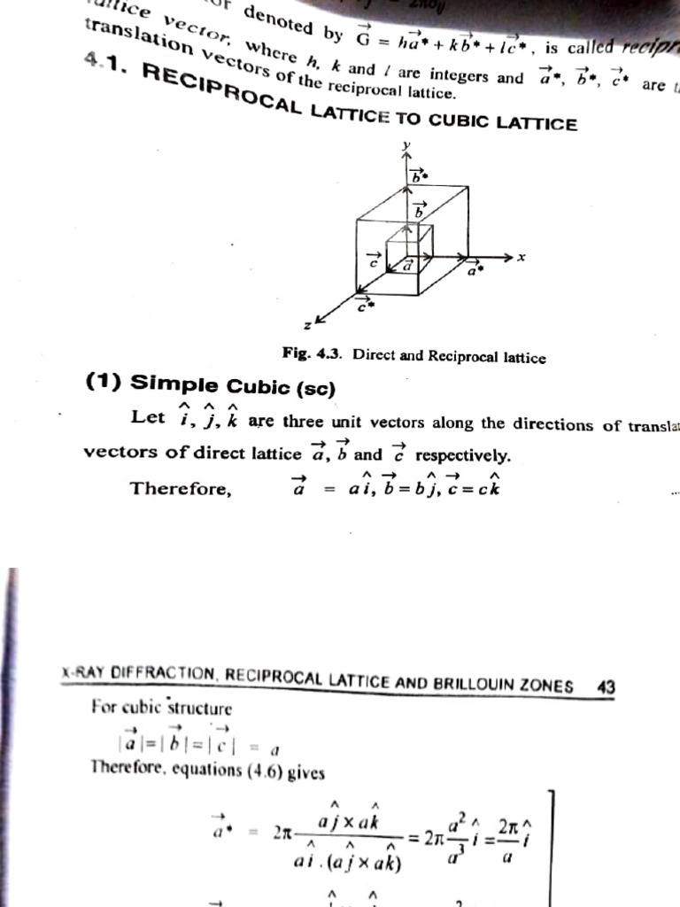 Reciprocal Lattice For Cubic Structure | PDF