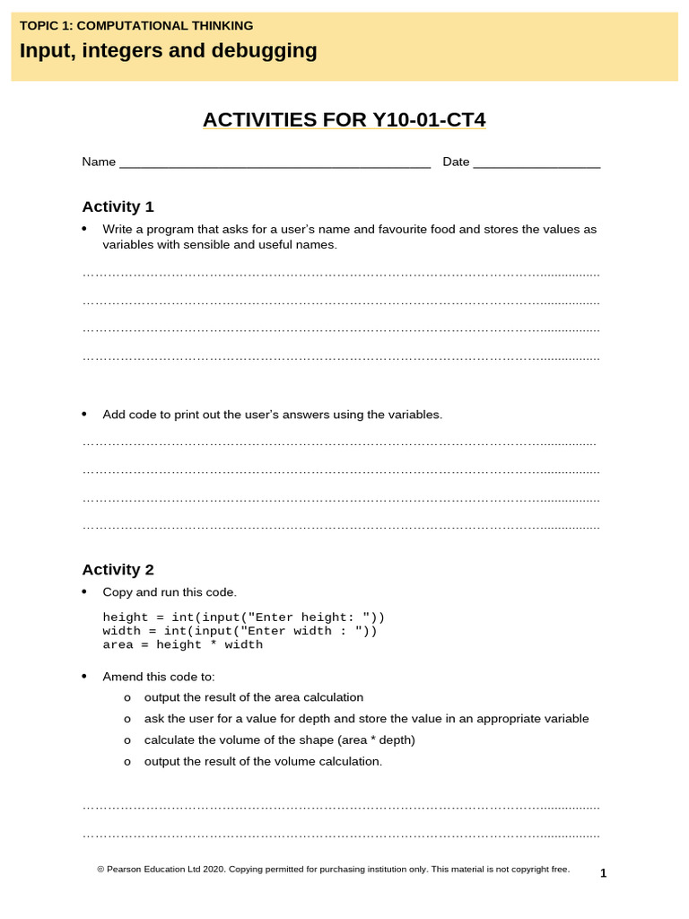 Y10 01 CT4 Activities | PDF | Integer (Computer Science) | Software ...