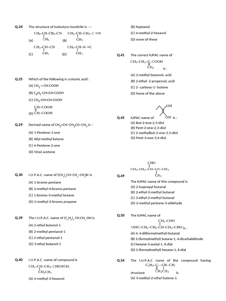 Question 30 Iupac and Isomerism | PDF | Isomer | Organic Chemistry