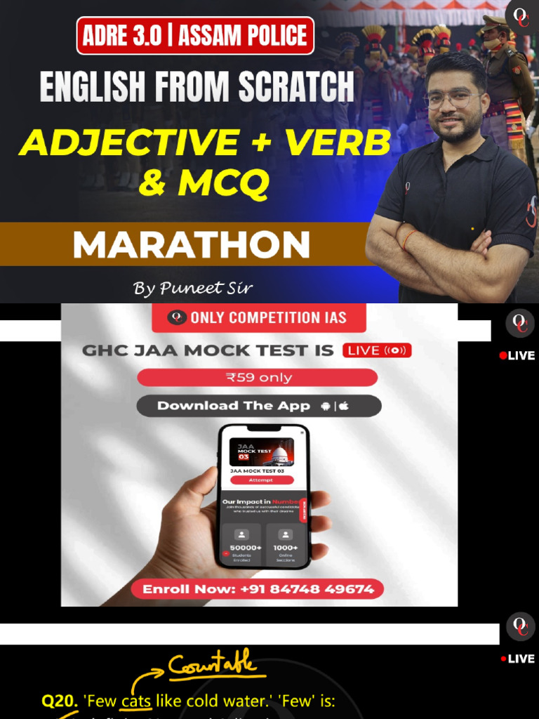 English From Scratch - Adjective+Verbs + MCQsink | PDF