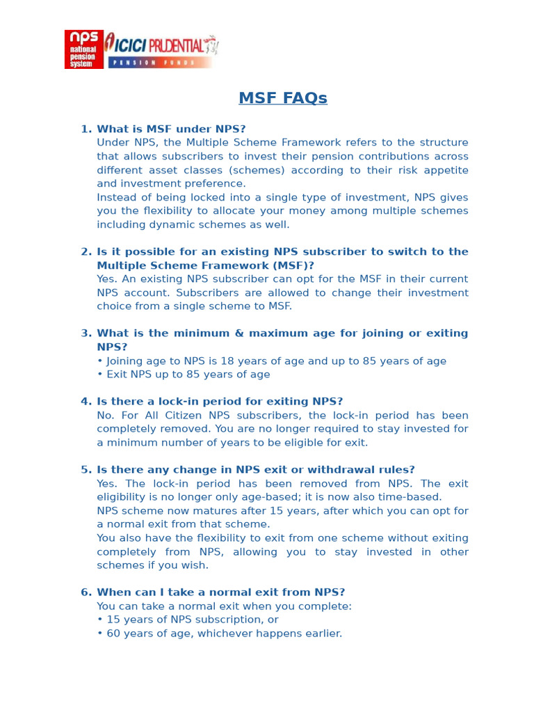 MSF FAQs | PDF