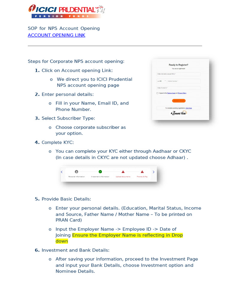 SOP For NPS Account Opening | PDF