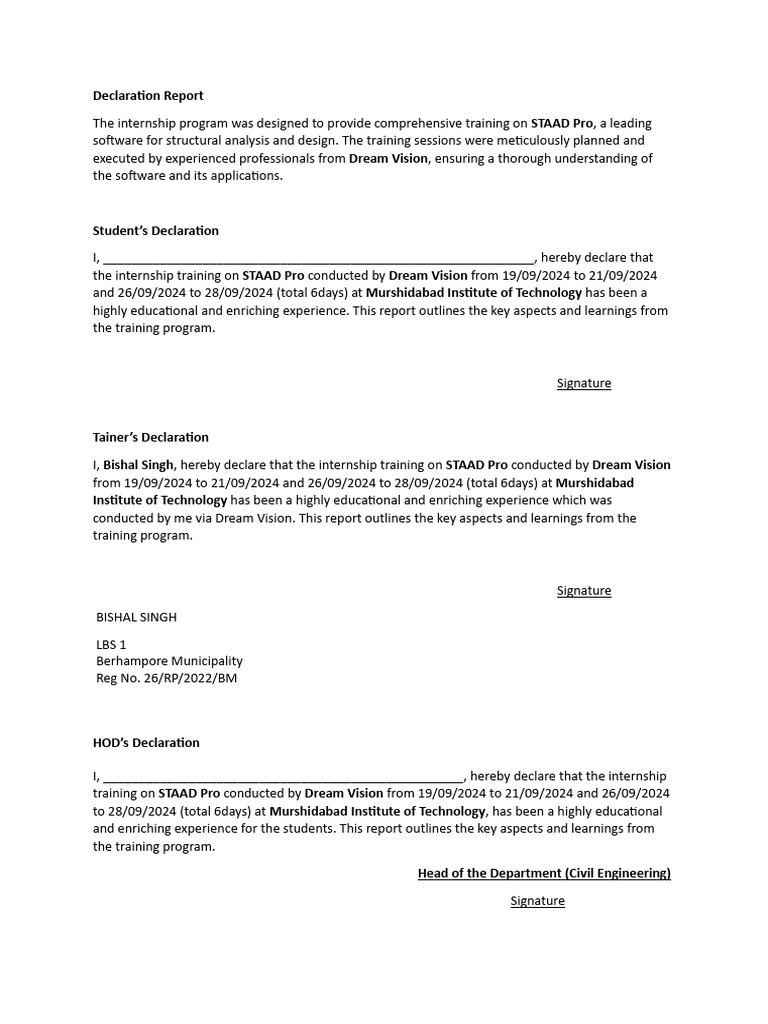 Declaration Report | PDF
