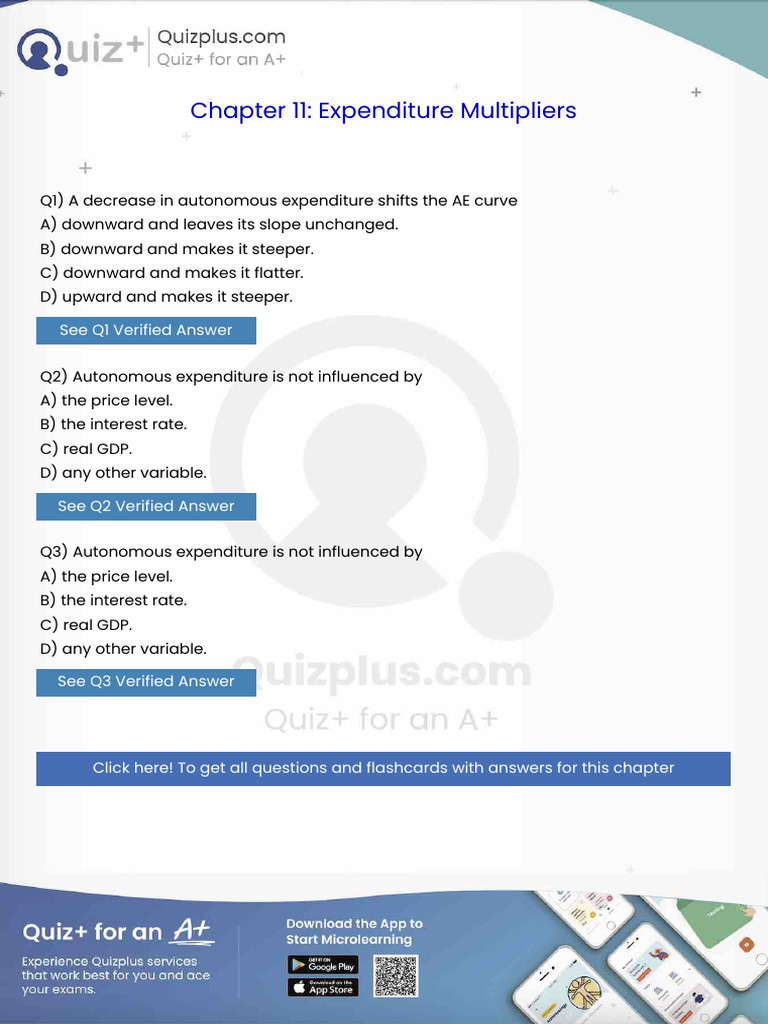 A Decrease in Autonomous Expenditure Shifts The Ae Curve | PDF | Full ...