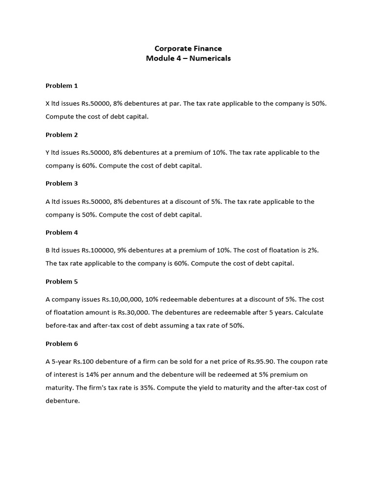 CF Module 4 Numericals | PDF