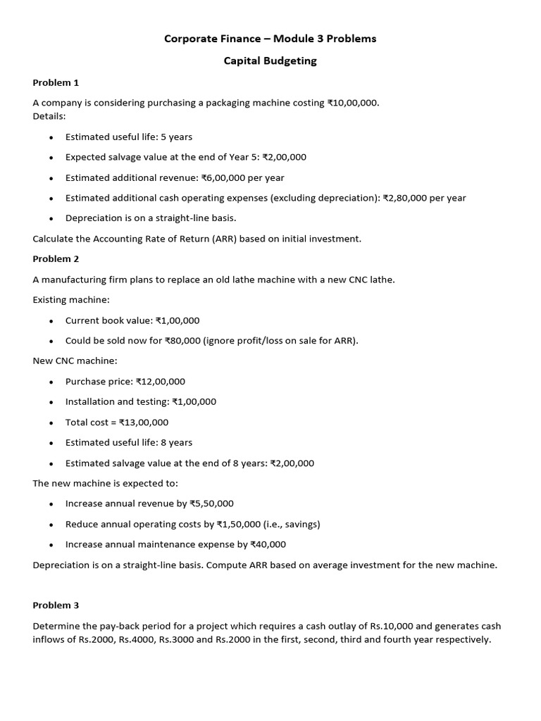 CF Module 3 Numericals | PDF