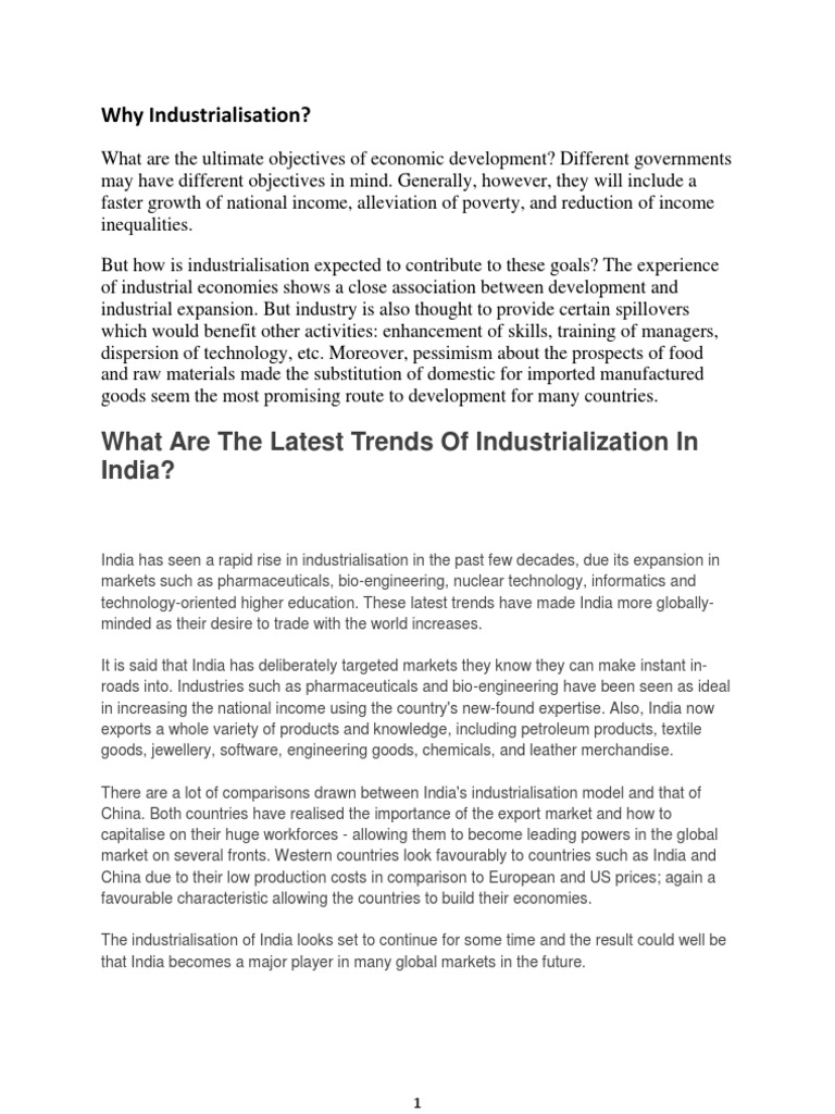 What Are The Latest Trends of Industrialization in India? Why